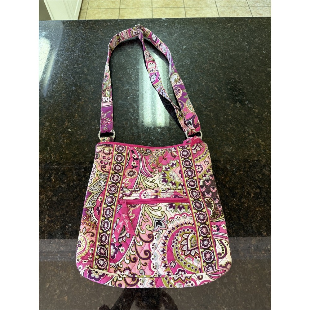 Vera Bradley Pink Purple Paisley Crossbody Purse Quilted Very Berry